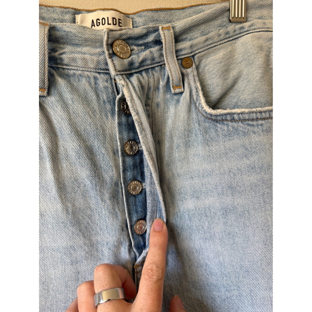 AGOLDE Riley 90's High Rise Jeans 26 Light Wash Distressed Straight Leg - Picture 2 of 9